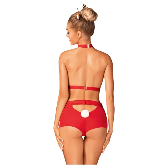 Obsessive Ms. Reindy - Women's Reindeer Costume Set (2-Piece) - Red