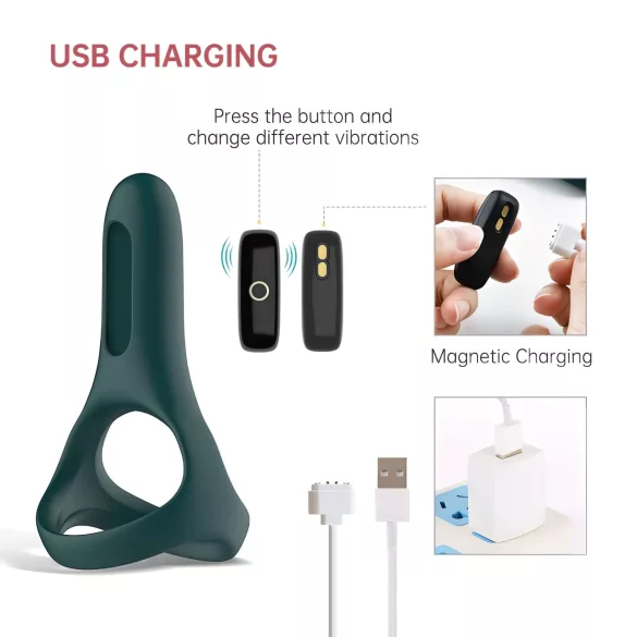 Magic Motion Rise - App-controlled vibrating penis ring for men (green)