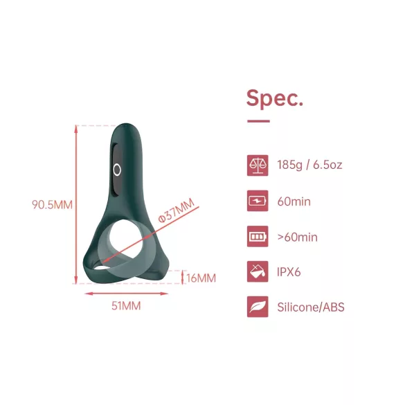 Magic Motion Rise - App-controlled vibrating penis ring for men (green)