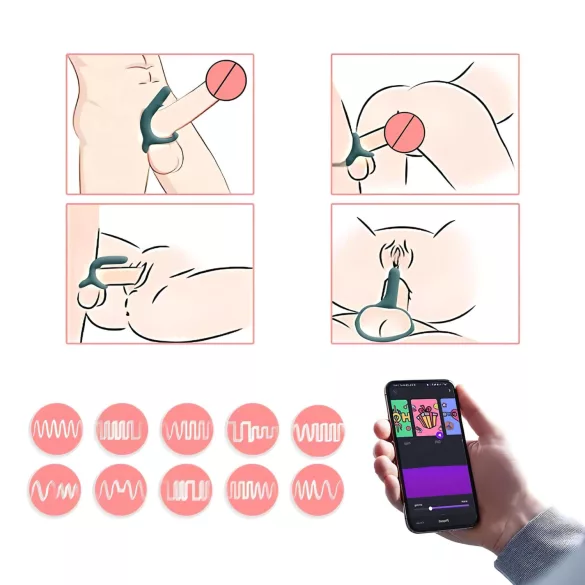 Magic Motion Rise - App-controlled vibrating penis ring for men (green)